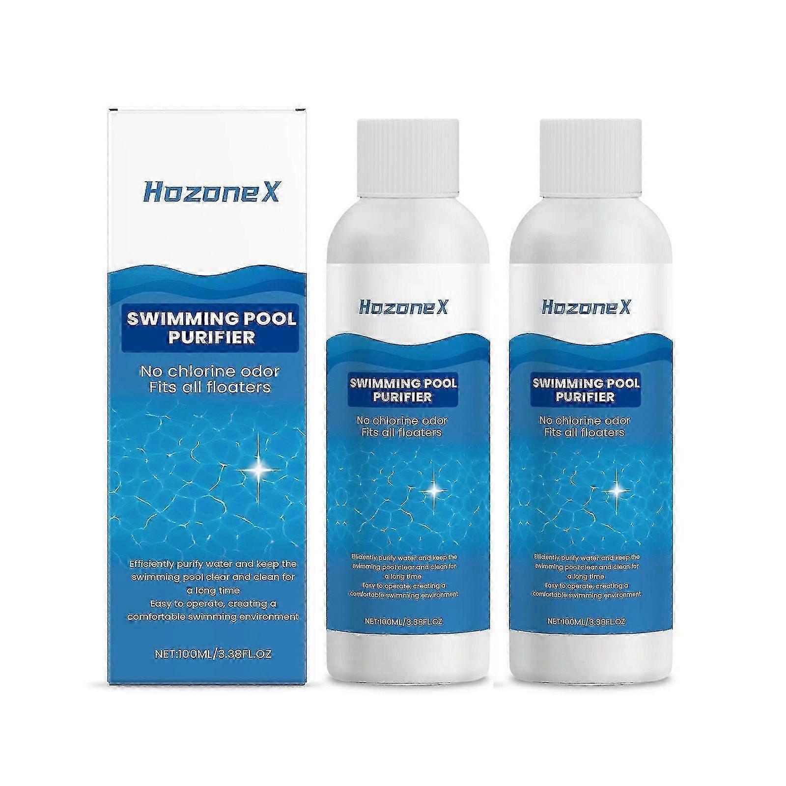 2x Quick-Acting Odorless Pool Purification Liquid, 100ml, Easy & Safe Water Clarifier