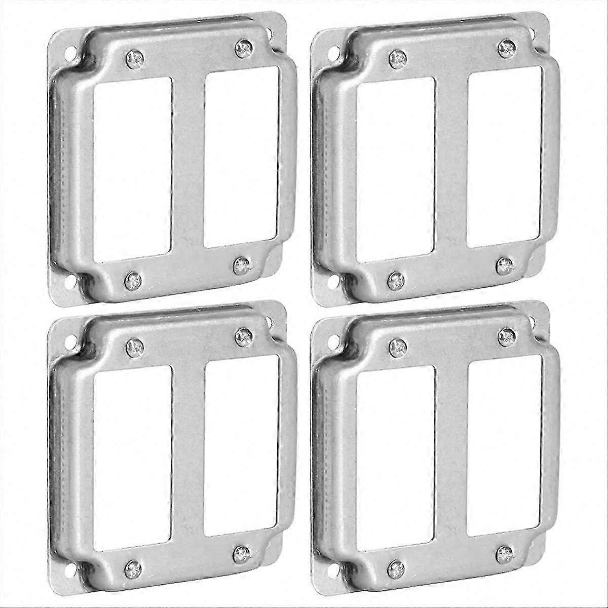 4-Pack 4" Square Double Switch Cover, 1/2" Raised, Surface Mount, Durable Galvanized Steel