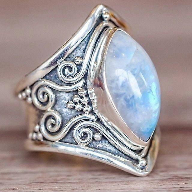 Vintage Silver Big Stone Ring, Ring Size:10