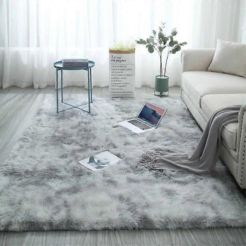 TEMPSA Soft Plüsch Wohnzimmerteppich GRAU 80X160CM