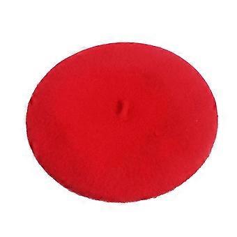 Kids Girls Warm French Style Beret Hat Solid Beanie Winter Autumn (Red)-Yvan