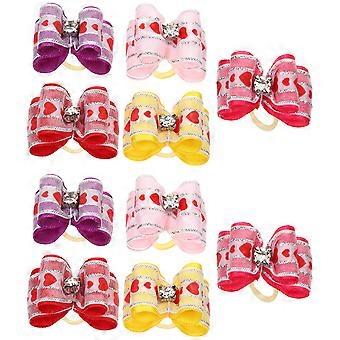 Bowknot Pet Hair Clip Dog Hair Barrettes for Decoration 10Pcs Nylon Material