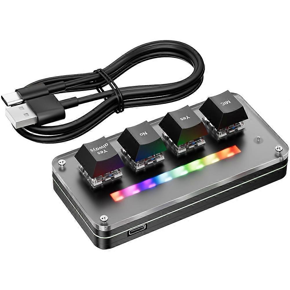 4 Key Customize Wired Voice Input Keyboard Macro Knob Copy Paste Shortcut Key Keyboard Vibecoding Keyboard