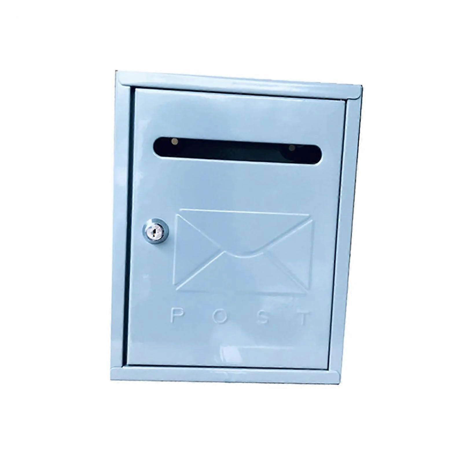 Wall Mount Locking Mailbox with Secure Locking System, Weatherproof Rustproof Silver Mailbox for Home