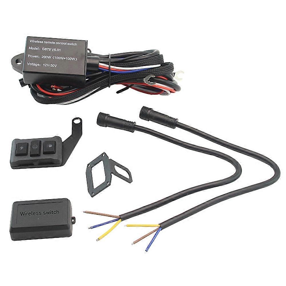 200W Motorcycle LED Wireless Remote Control Switch One-to-Two Headlight Wire Harness Set for Motorcycle Led Light Modify