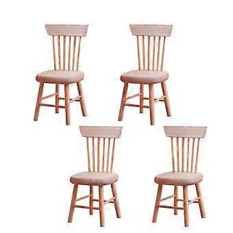 Wooden Chair Ornament for Desktop Decor 4Pcs Miniature Dollhouse Props