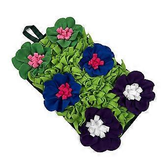 Pet Feeding Puzzle Mat for Dog Cats and Small Animal, Flower Sniffing Mat with Soft Layer for Indoor Entertainment Use  Bright green backgro