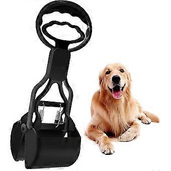 Pet Dog Pooper Scooper, 1pc Ikke-brudbar Pooper Scooper, Stor Pooper Scooper, lang håndtag (sort)