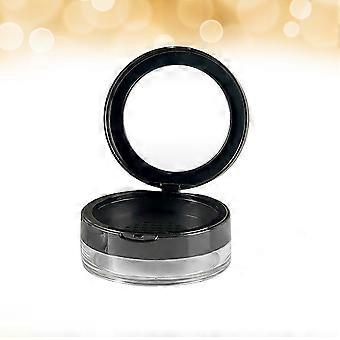 Estuche portátil vacío para polvos cosméticos con espejo, 1 unidad, color negro.
