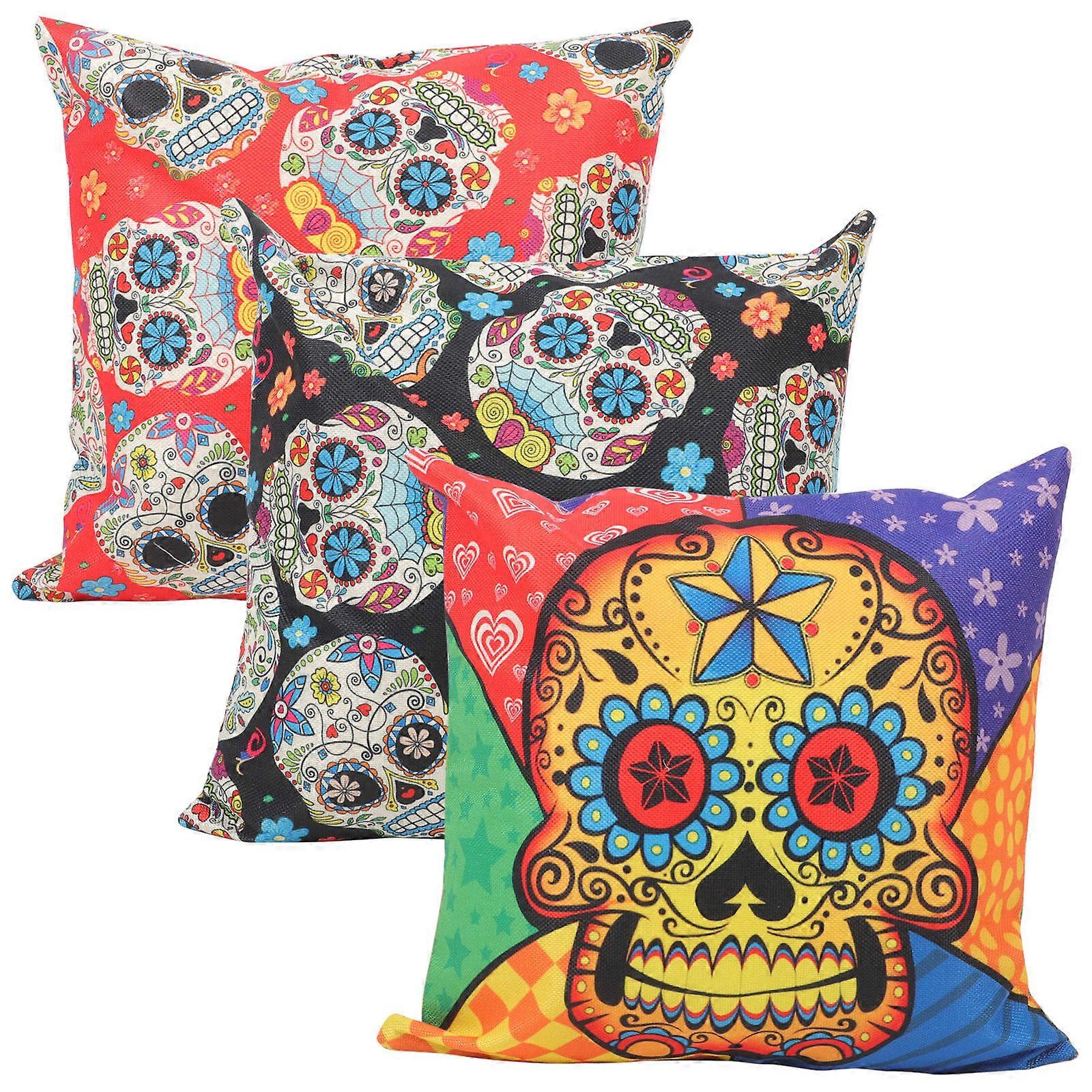 Halloween Skull Pattern Pillow Protectors for Sofa 15Pcs Set