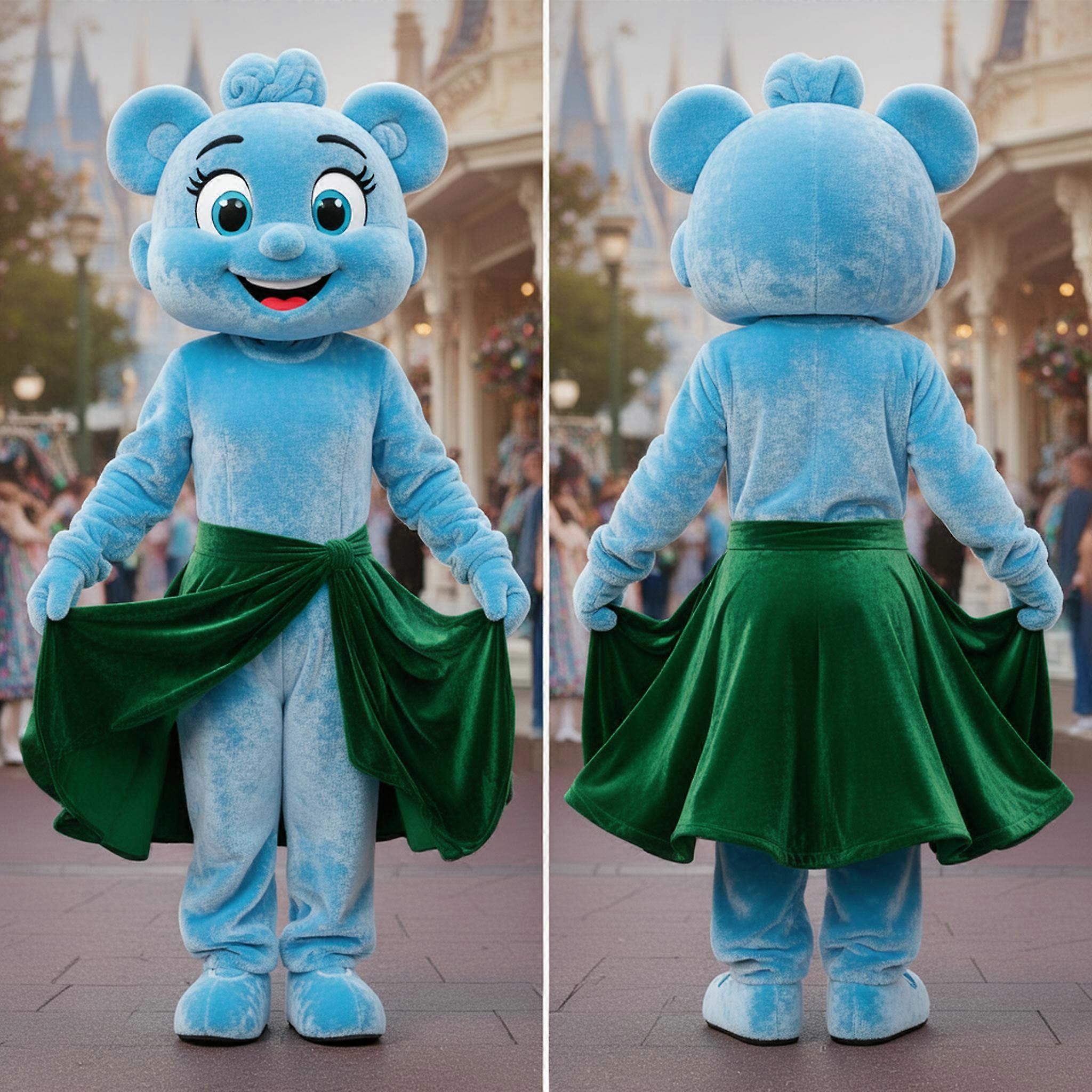 MASTICOT Sky Blue Billowing Irish Dancer Mascot