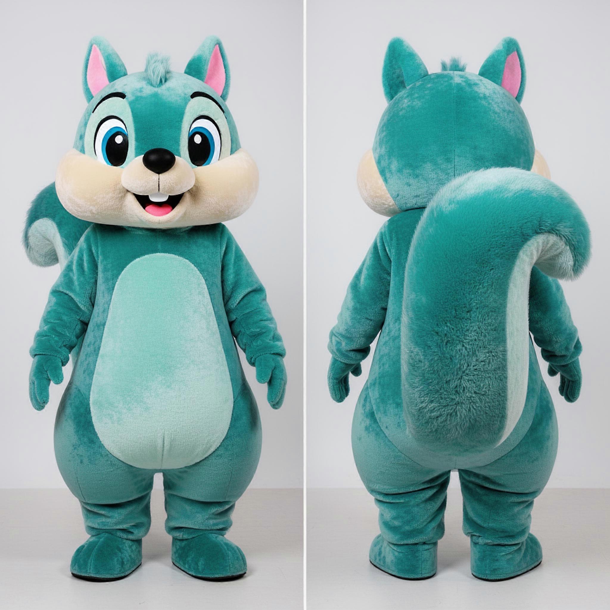 MASTICOT Teal Cartoon Squirrel Mascot