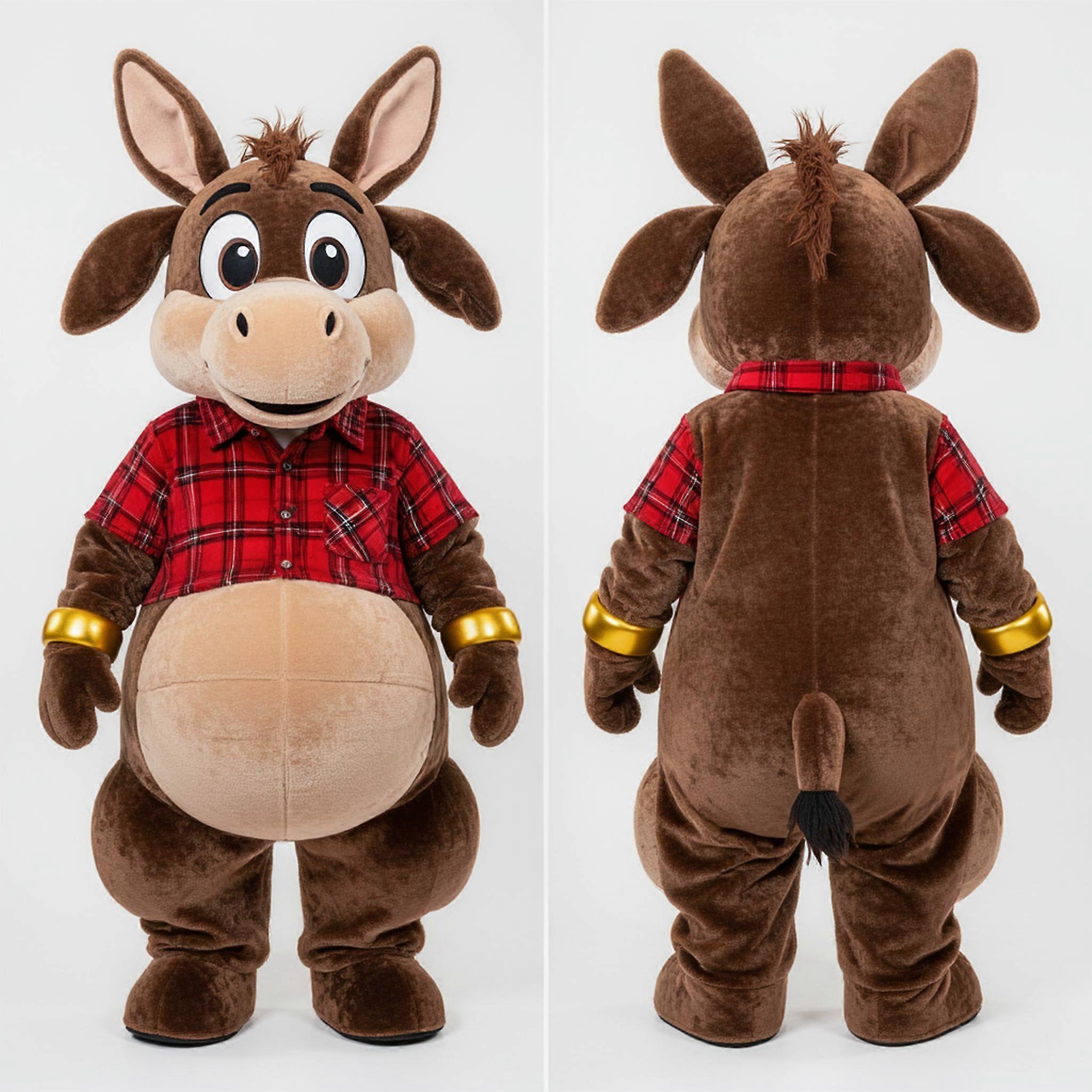 MASTICOT Velvety Brown Playful Donkey Mascot