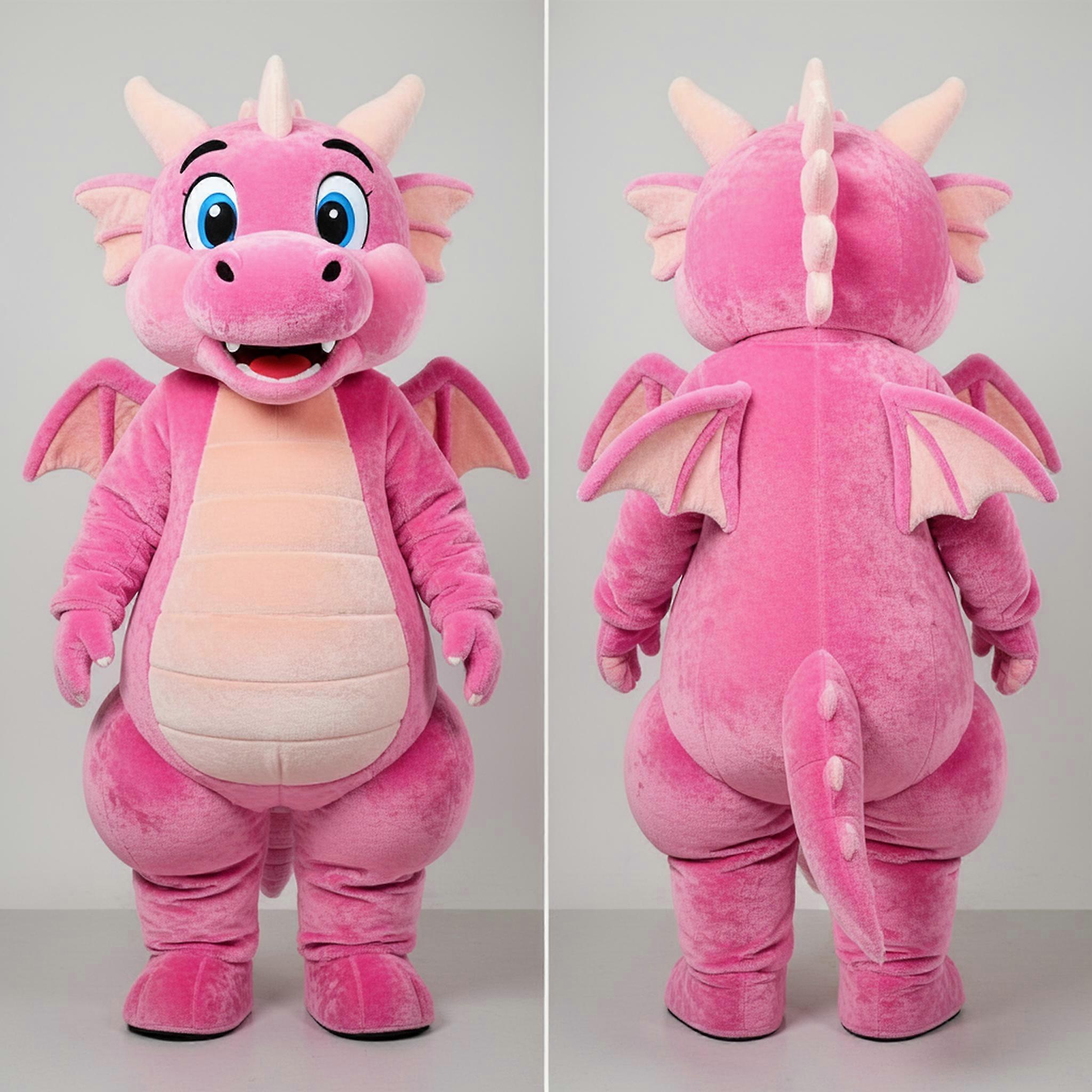 MASTICOT Pink Velvety Dragon Mascot