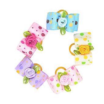 Pet Hair Holder Bowknot Dog Hair Rope for Decor 20Pcs Random