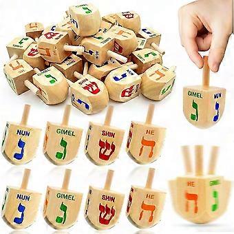 Confezione da 30 Dreidels in legno fai da te per Hanukkah con lettere ebraiche, giocattoli colorati con trottola per regali di Hanukkah