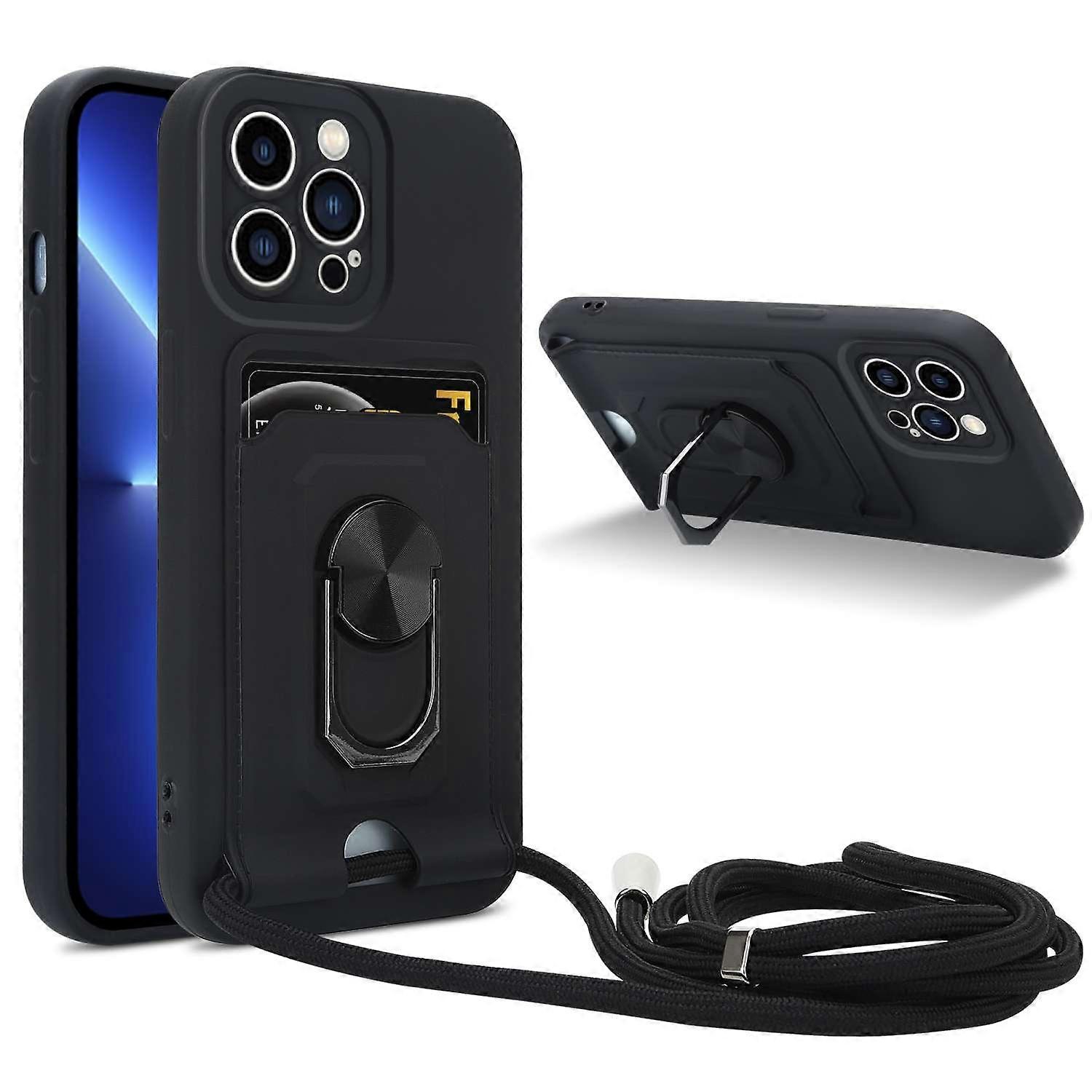 Capa compatível com iPhone 12 Pro Max, capa protetora com corrente e função de suporte.