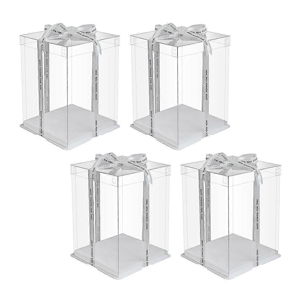 Transparent Cake Boxes compatible with Storage 4Pcs Clear Plastic Cake Carrier Containers
