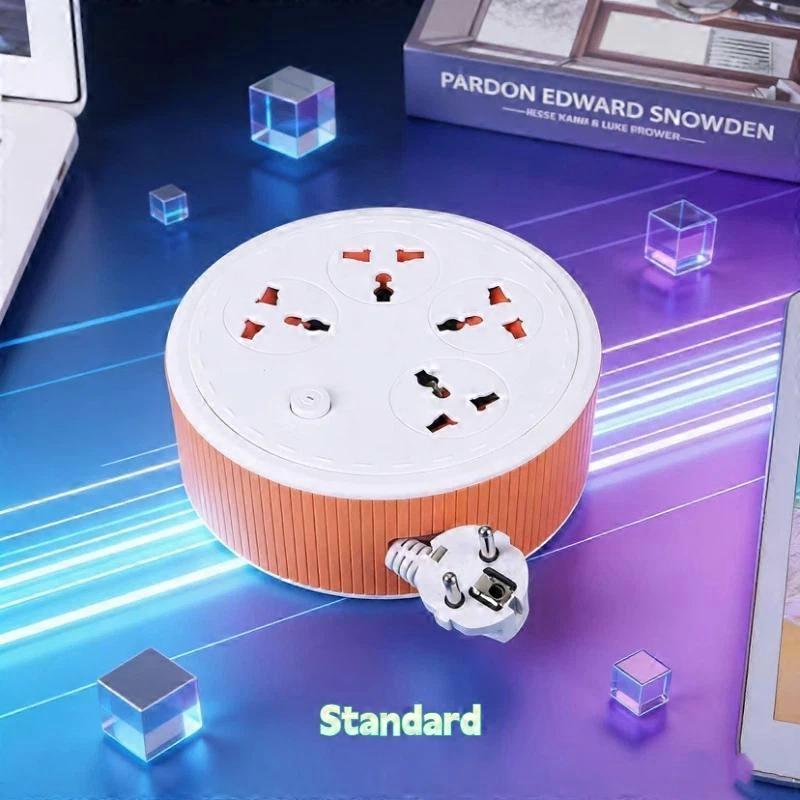 Portable Multi-Outlet Extension Cord with Universal Socket, EU Plug and 2-Meter Cable