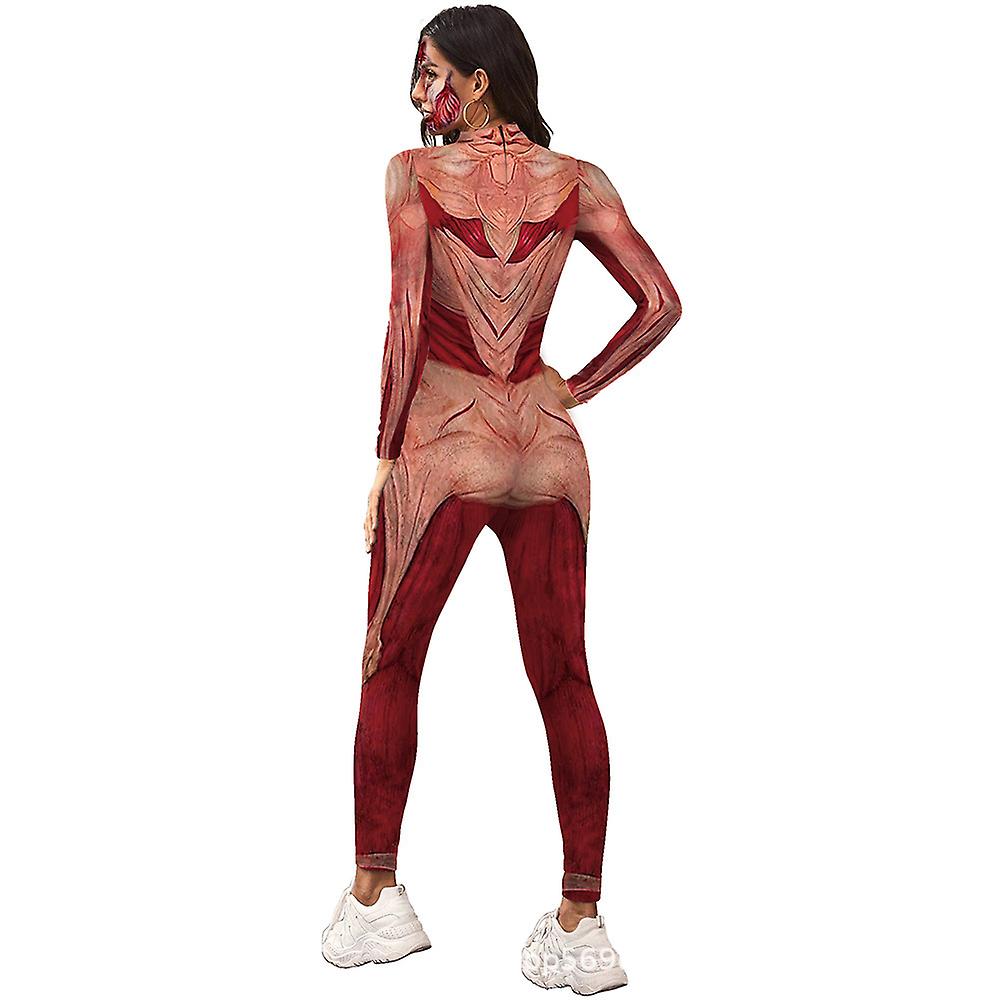 Damen Halloween-Jumpsuit Mit Muskel-Print - Witziger Cosplay-Overall Für Partys & Fotos
