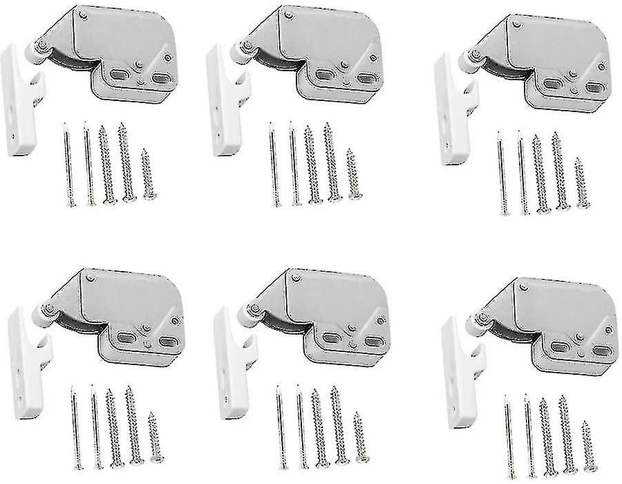 6pcs Cabinet Door Spring Latch, Spring Latch Door Catch Mini Latch With Retainer Plate