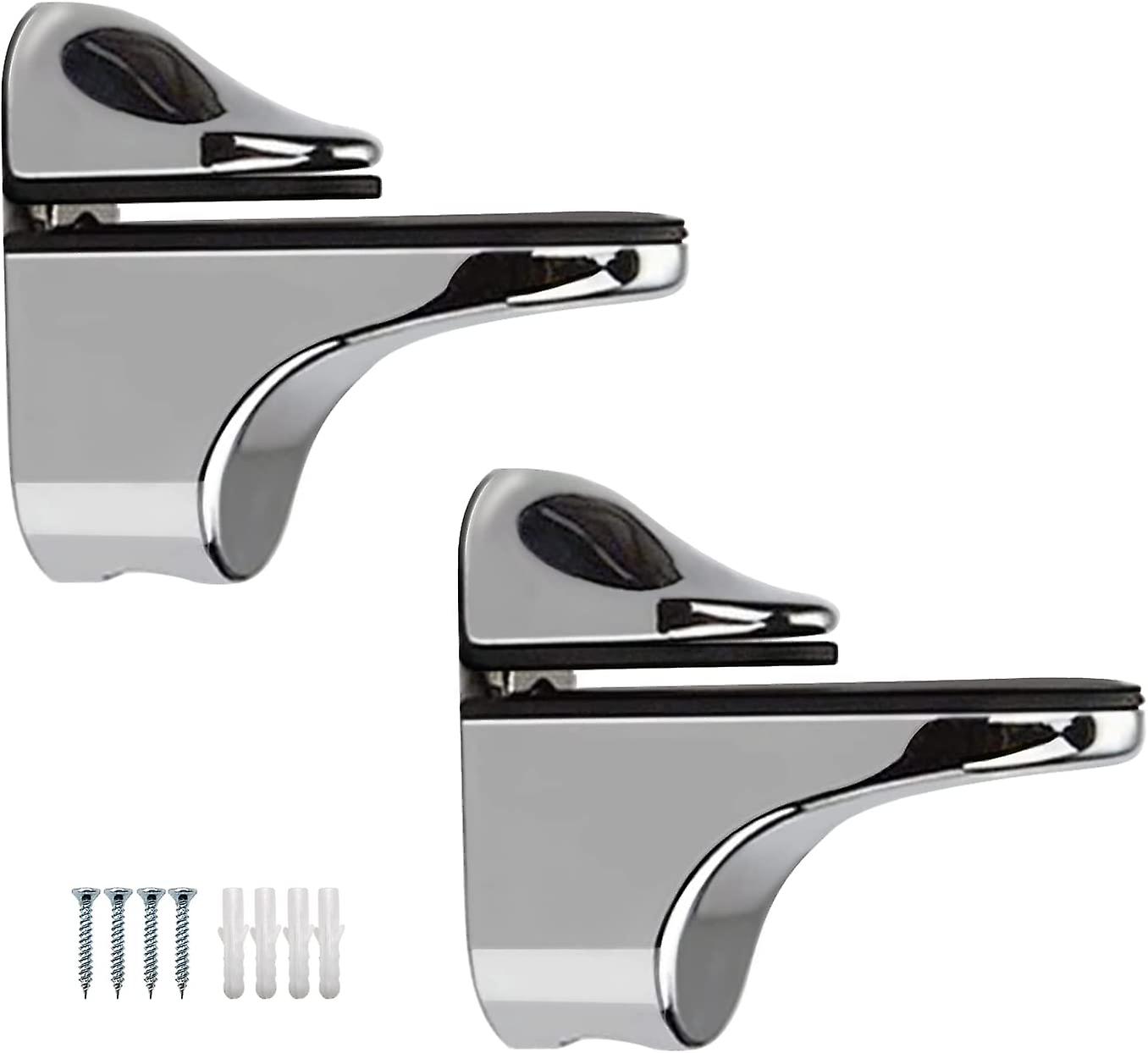2-Part Adjustable Glass Shelf Bracket, Support for 3-21mm Thick Wood/Glass Shelves