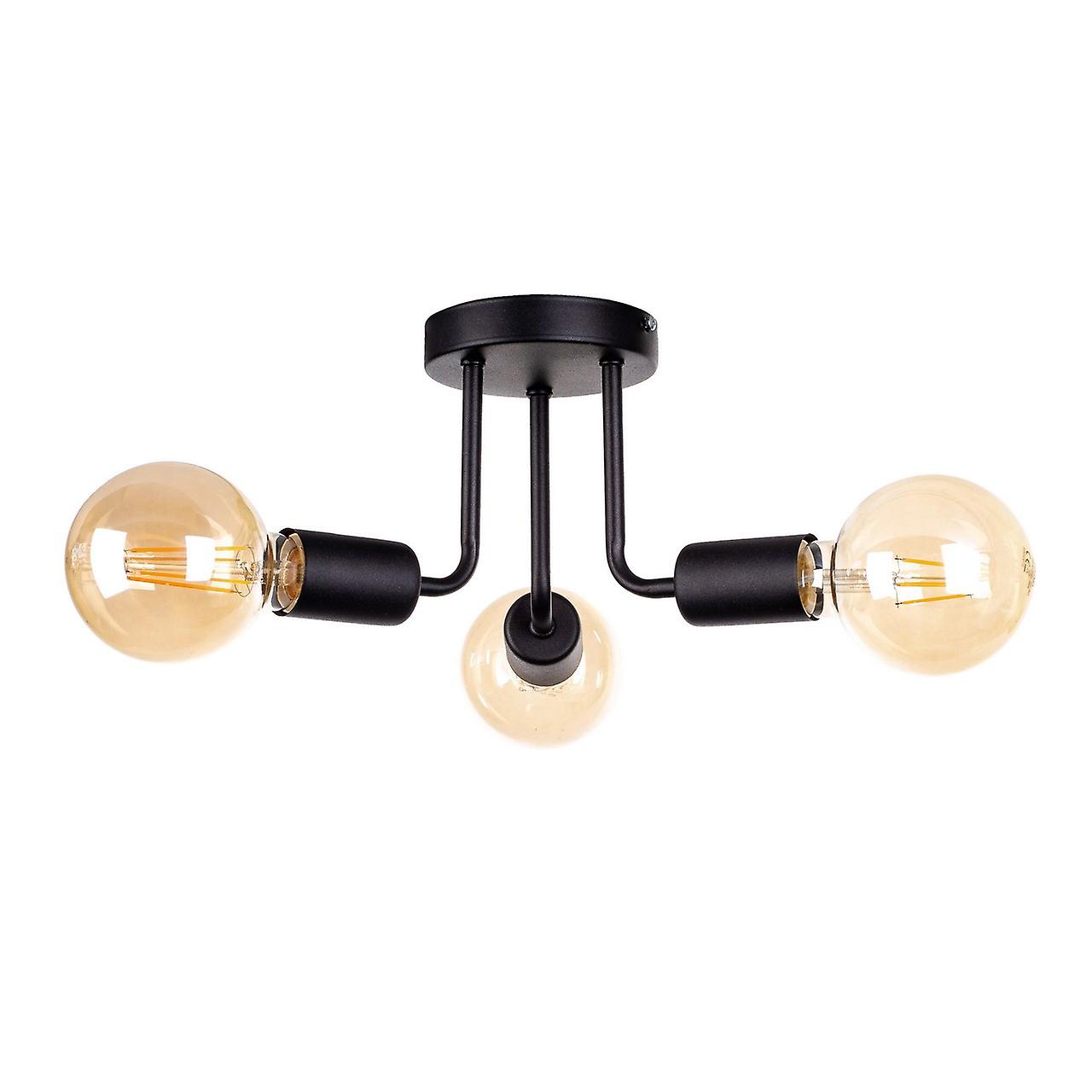 Keter Luna Multi Arm Semi Flush Ceiling Light Black, 25cm, 3x E27