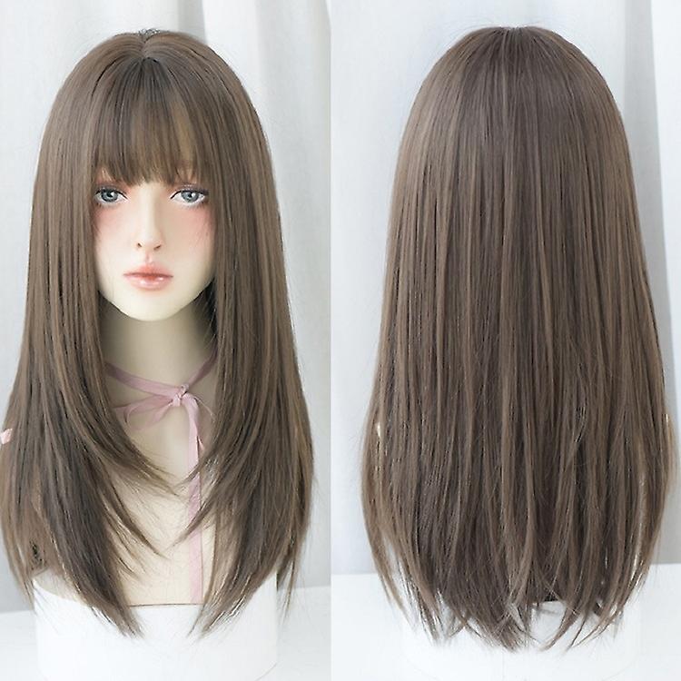 Lange glatte Haarperücke , Farbe: Cool Brown