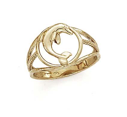 Bague dauphin en or jaune 14 carats, taille 7.0, pour femme - 2,6 grammes