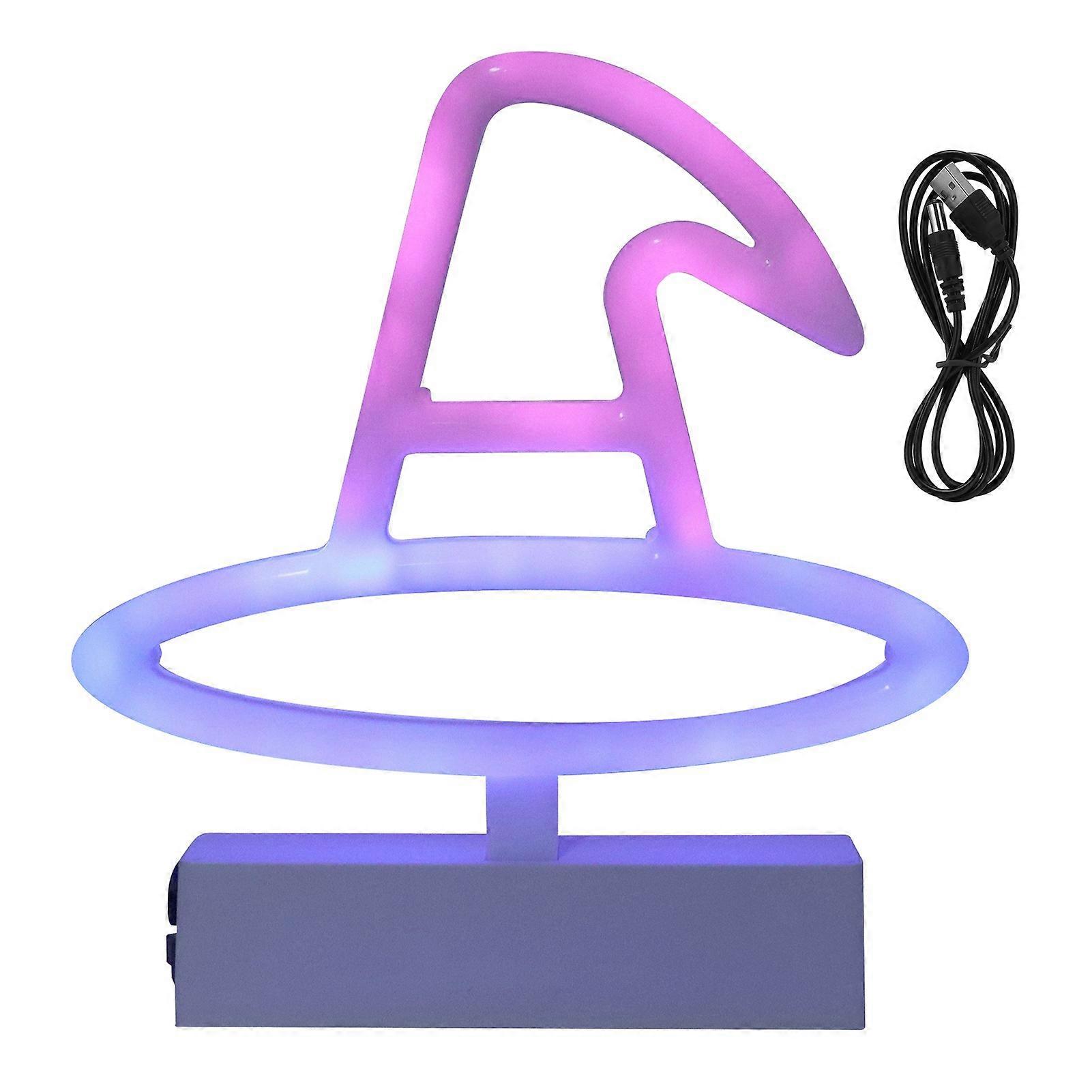Halloween Neon Neon Light Plastic Witch Hat Shape USB Battery Powered RGB Light Source Decorative Lamp for Decorative Lighting Christmas Neon Signs
