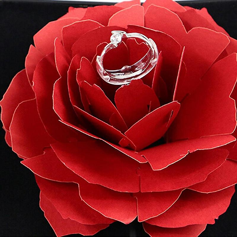 Ring box with 3D rose in paper-red Fruugo BE
