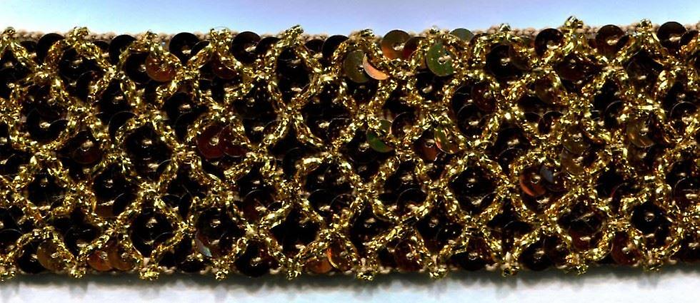 Minerva 43mm Sequin Braid Trim Gold - per metre