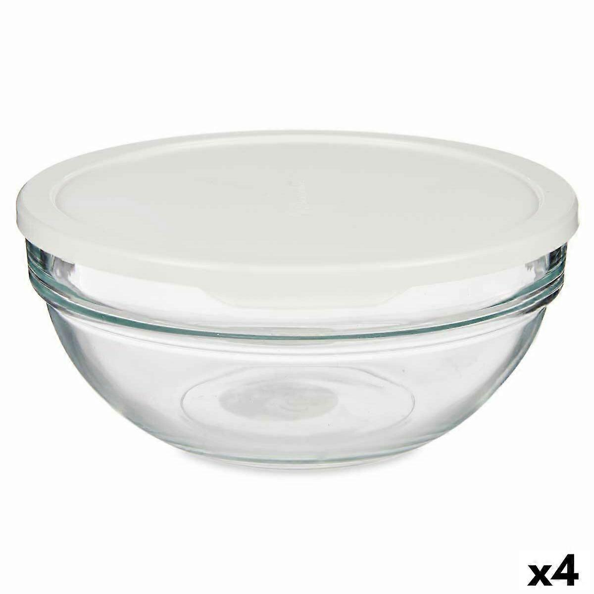Round Lunch Box with Lid Pasabahce Chefs White 1,135 L (4 Units)
