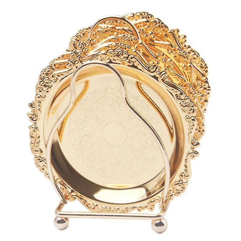 コースター 6個/セット クラシック ゴールデン カクテル メタル コースター コンチネンタル ヴィンテージ 亜鉛合金 ゴールデン