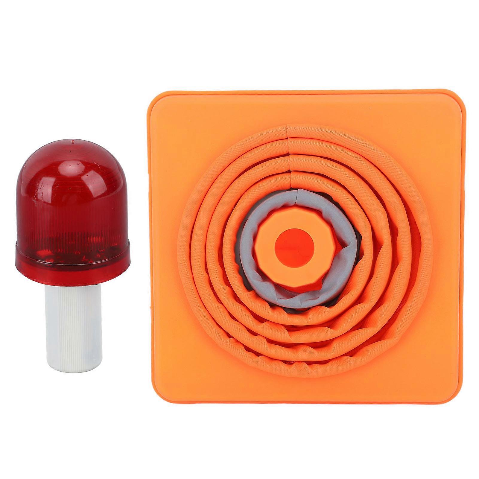 Traffic Safety Cone 30x19x19cm Collapsible Portable Reflective Parking Cone with LED Warning Light