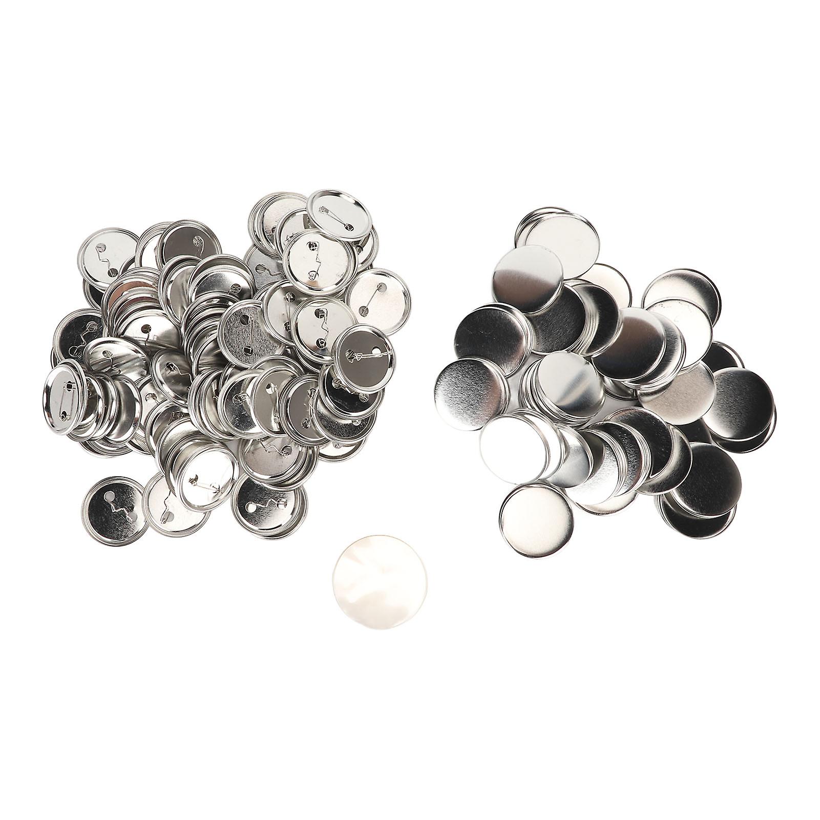 100 Set Pin Back Button Parts Blank Smoothing Metal Durable Clip Button Making Supplies for Badge Craft DIY 50MM 