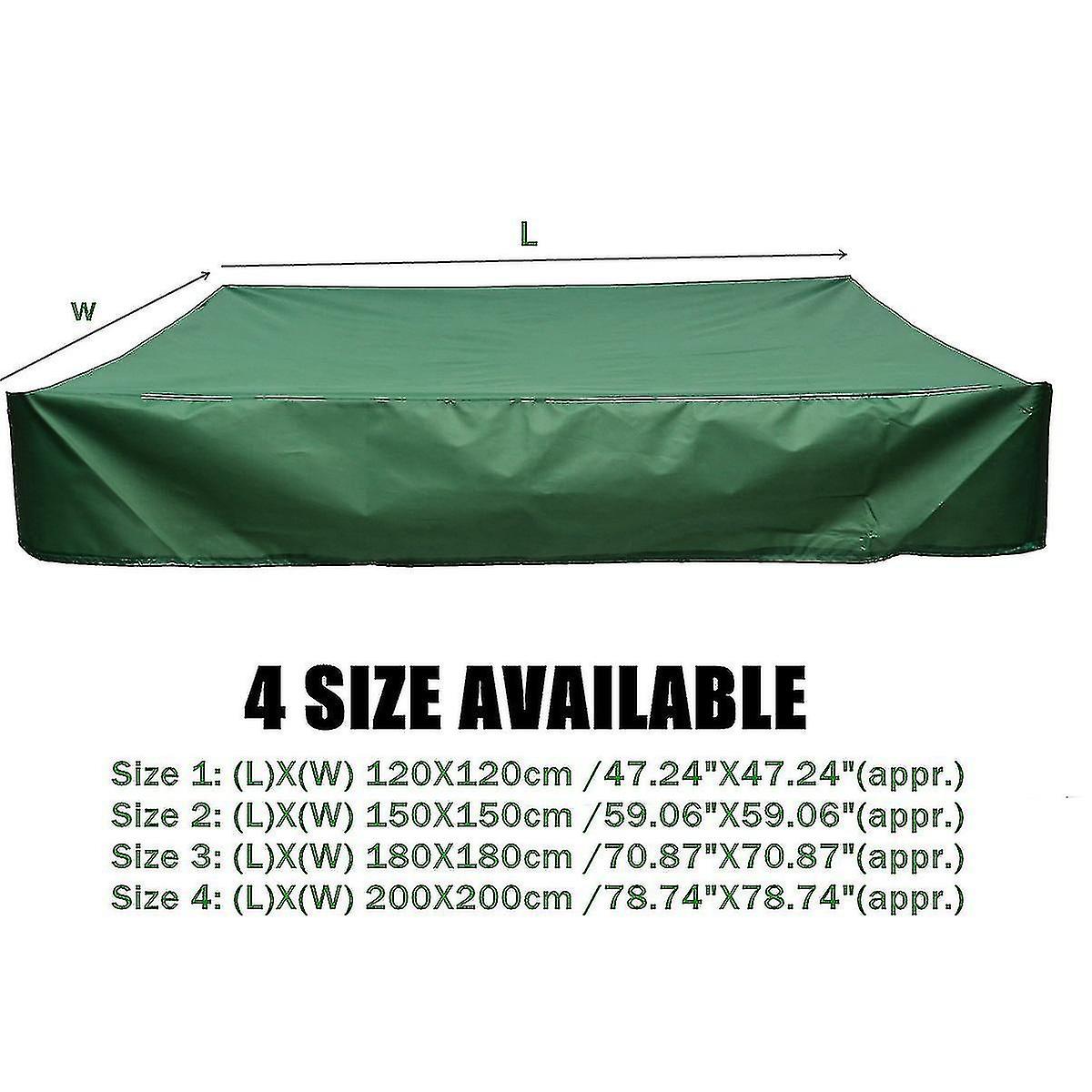 4size/Sandpit Cover 150x150 Cm Waterproof Cover Uv Protection 70% Protection For Oxford Sandpit With Drawstring, Green (150x150 Cm)
