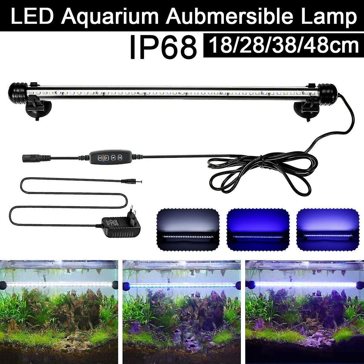 Submersible Led Aquarium Light,tank Light With Timer Dimming Function,3 Light Modes Dimmable Blue&white&white-blue Eu Plug