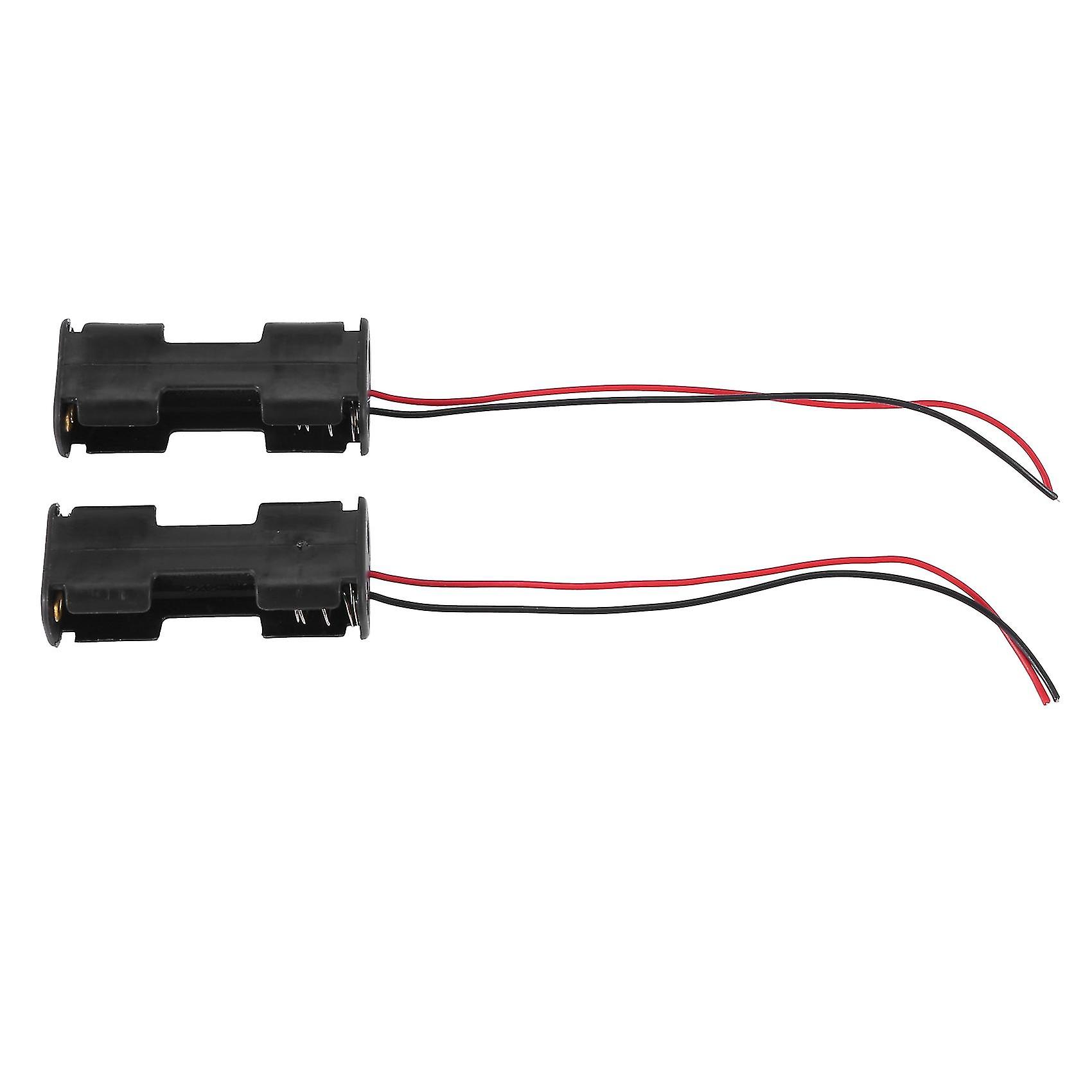 2pcs Double Side Opening Frame 2 X 1.5v Aa Battery Case Holder Black