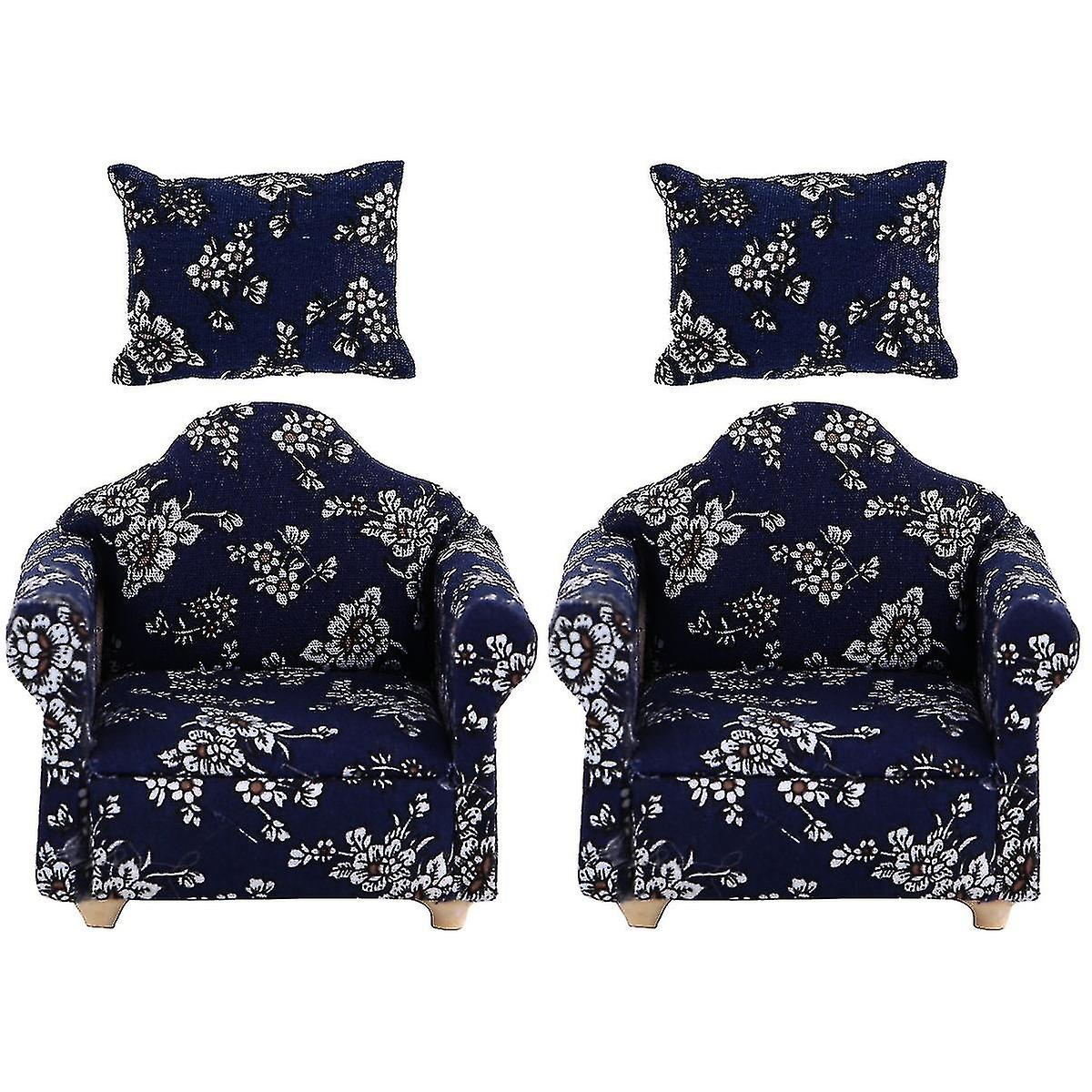 2pcs Funny Dollhouse Sofa Mini House Sofa Toy Model Sofa Mini Sofa Wit