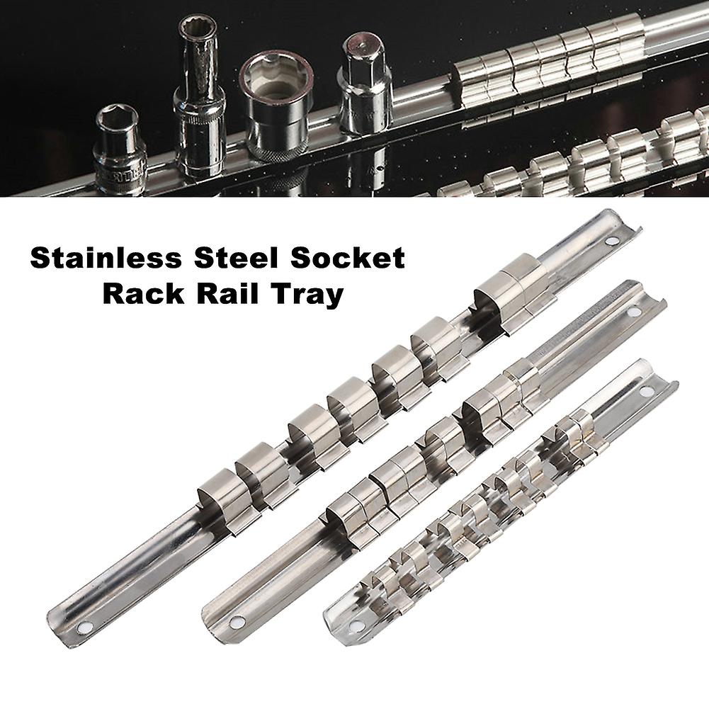 Stainless Steel 8 Positions Socket Rack Storage Rail Tray Holder Tool Stand Shelf Organizer
