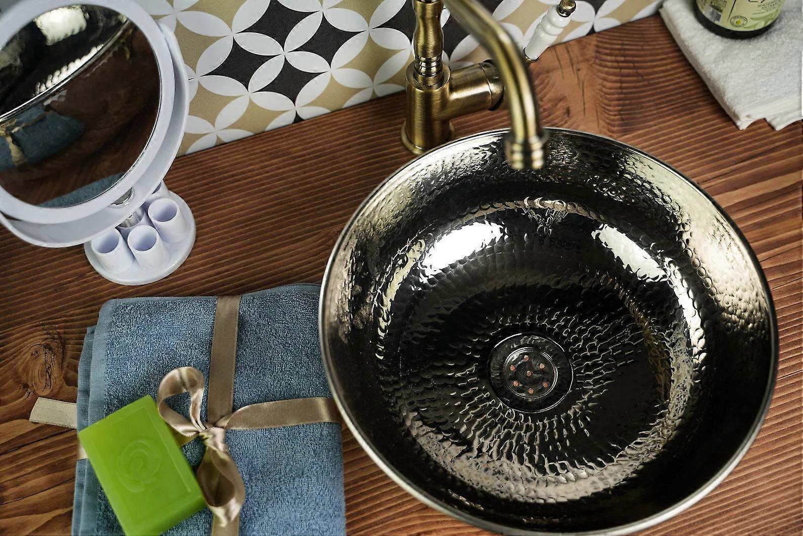 Nickel Polished Solid Copper Vessel Sink| Farmhouse White Copper Kitchen Sink