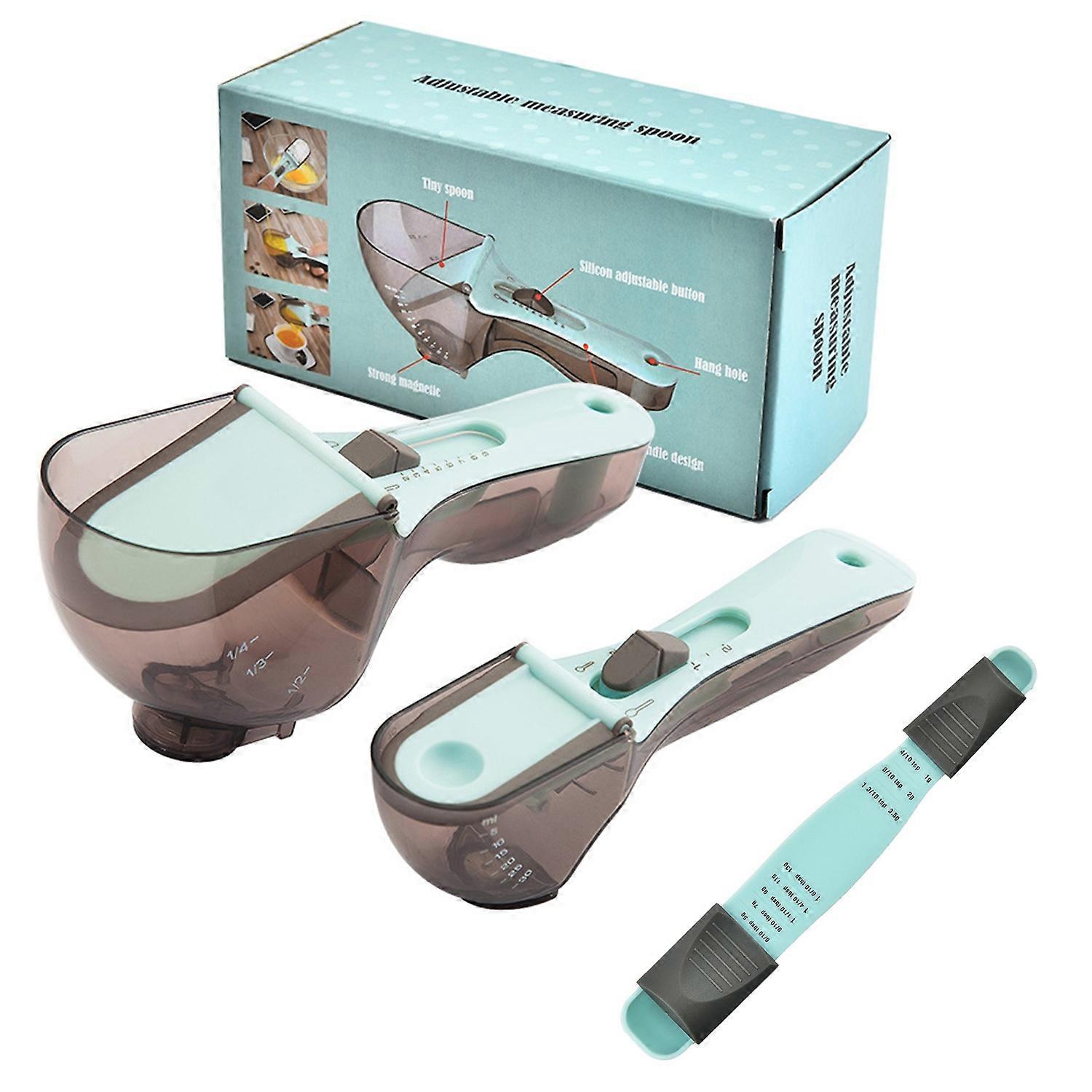 3PCS Adjustable Measuring Spoon Set with Scale for Baking and Cooking