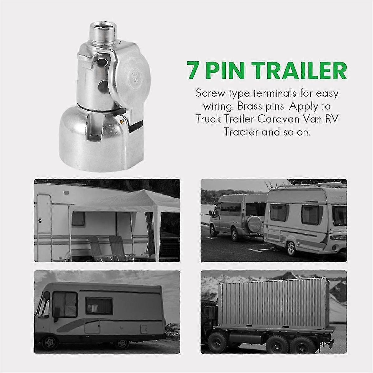 4set Trailer Accessories- 7 Pin Trailer Plug 12V Rv Sockets Towbar Towing 7Pin Metal Trailer Connec
