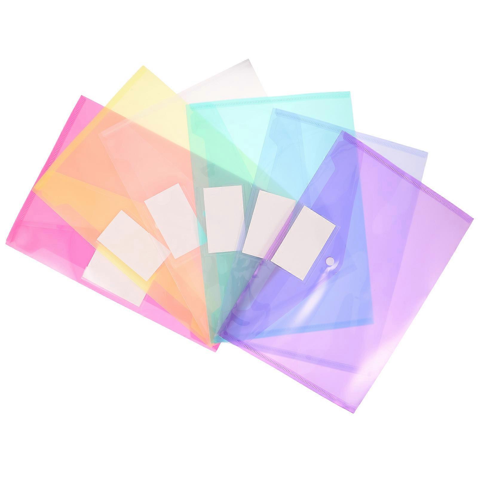 6pcs Documents Envelopes Button File Bags Transparent File Folders Plastic Document Storage Bags