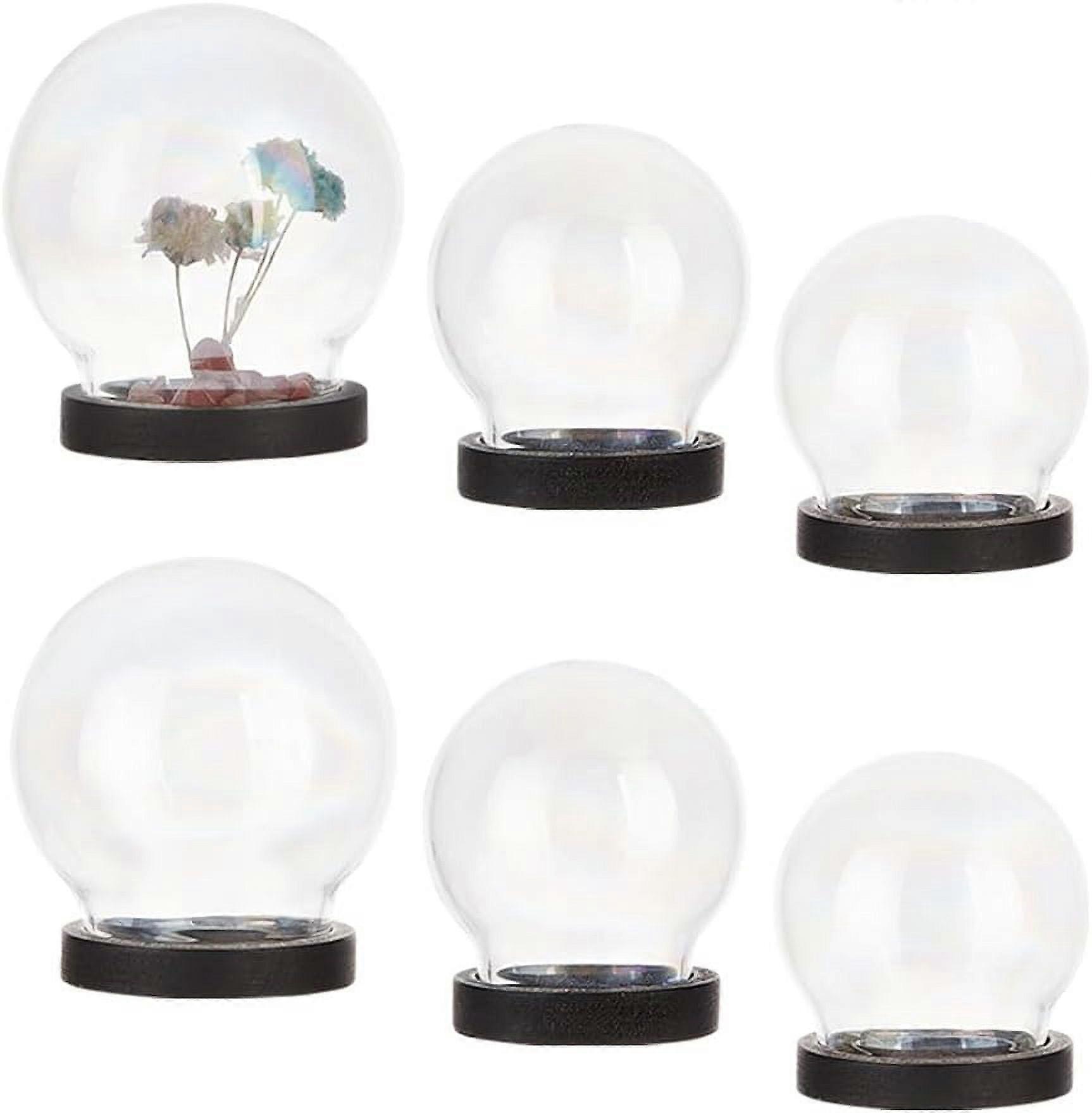 3Sizes Cloche Glass Dome 6 Sets Glass Display Dome Cloche Bell Jar with Cork Base Glass Bottles Dome Decorative Jars Display Case