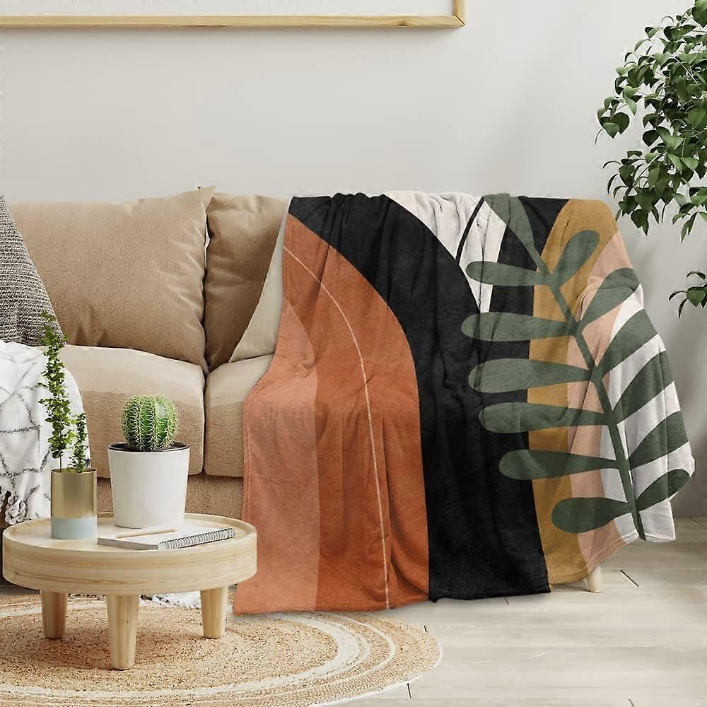 Boho Mid Century Blankets Black Geometric Throws Beige Abstract Modern Throw Blanket Minimalist Sun Soft Warm Bed Bedding Blankets for Couch Bedroom S