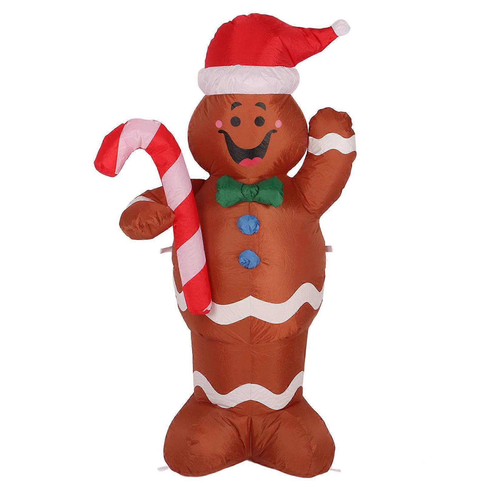 Christmas Inflatable Gingerbread Man 4.92ft Cute Blow Up for Garden Xmas Decor with US Plug