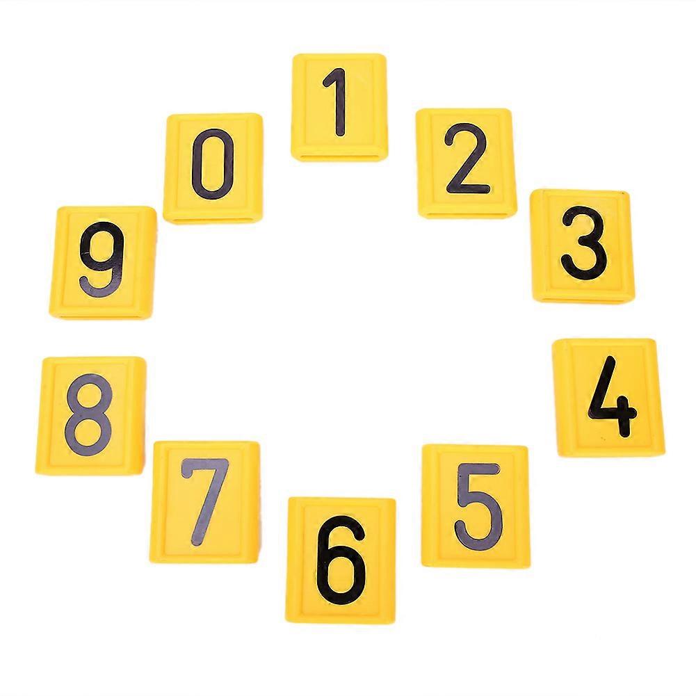 Plastic Livestock Identification Tags 10PCS Yellow Base Black Numbers for Sheep and Cows