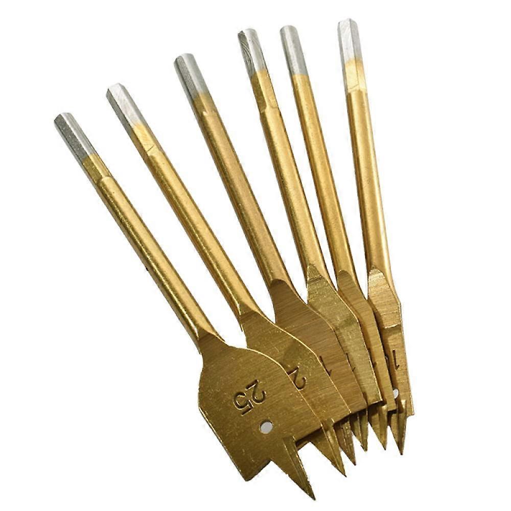 6Pcs / Set Titanium Coating Hex Shank Flat Bits Woodworking Drill Bit Drill Bit Power Tool